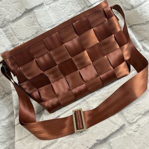 Harvey’s Seatbelt Handbag Original Detroit Purse Brown Upcycled Made In USA